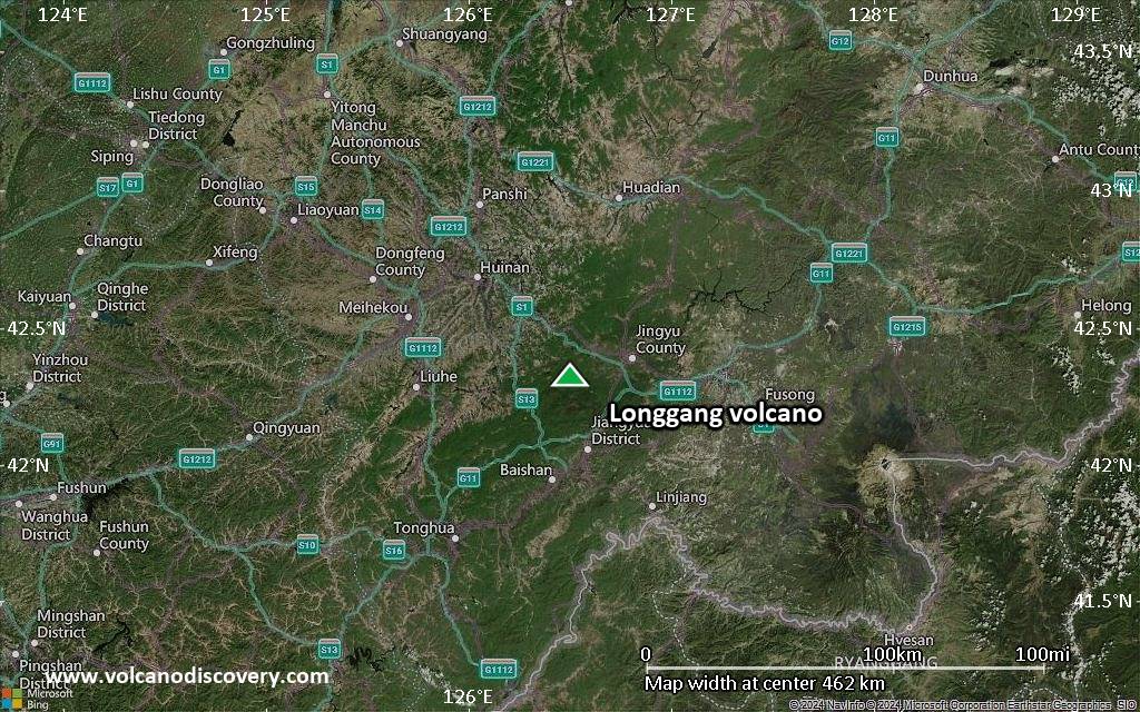 Satellite/aerial-type map of Longgang volcano (local scale large)