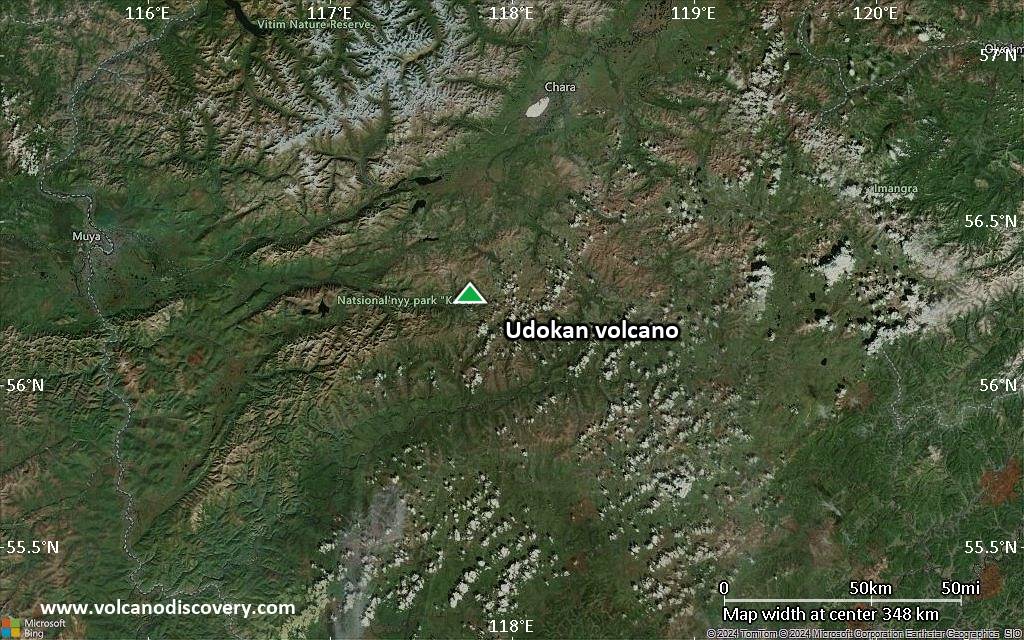 Satellite/aerial-type map of Udokan volcano (local scale large)