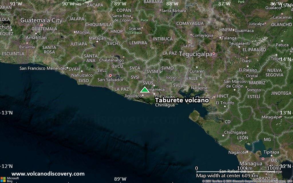 Satellite/aerial-type map of Taburete volcano (local scale large)