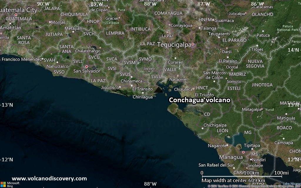 Satellite/aerial-type map of Conchagua volcano (local scale large)