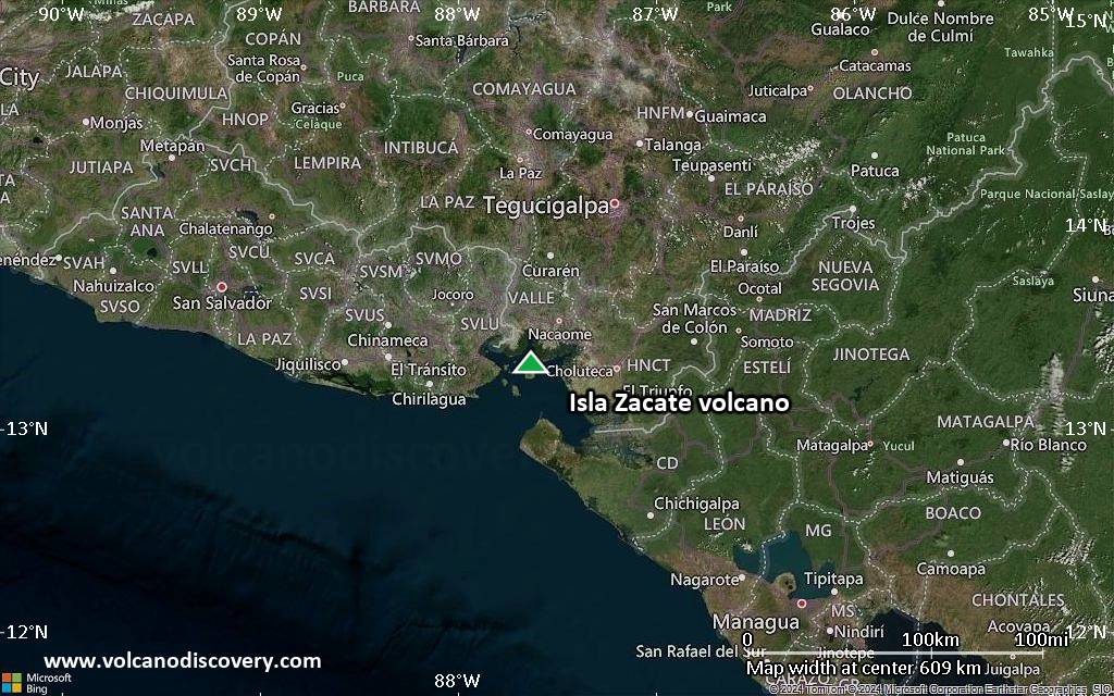 Satellite/aerial-type map of Isla Zacate volcano (local scale large)