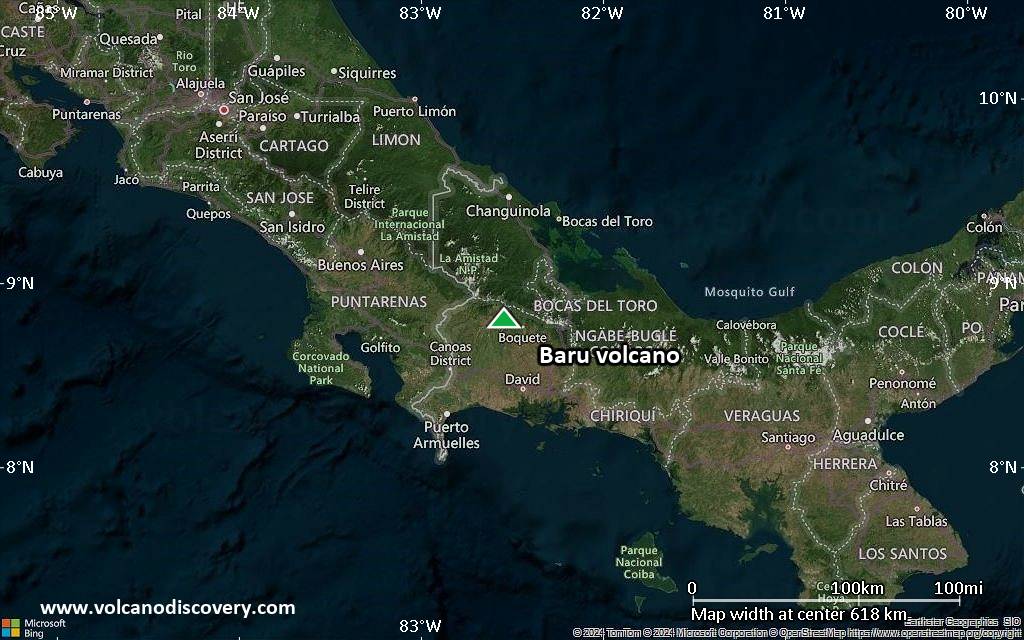 Satellite/aerial-type map of Baru volcano (local scale large)