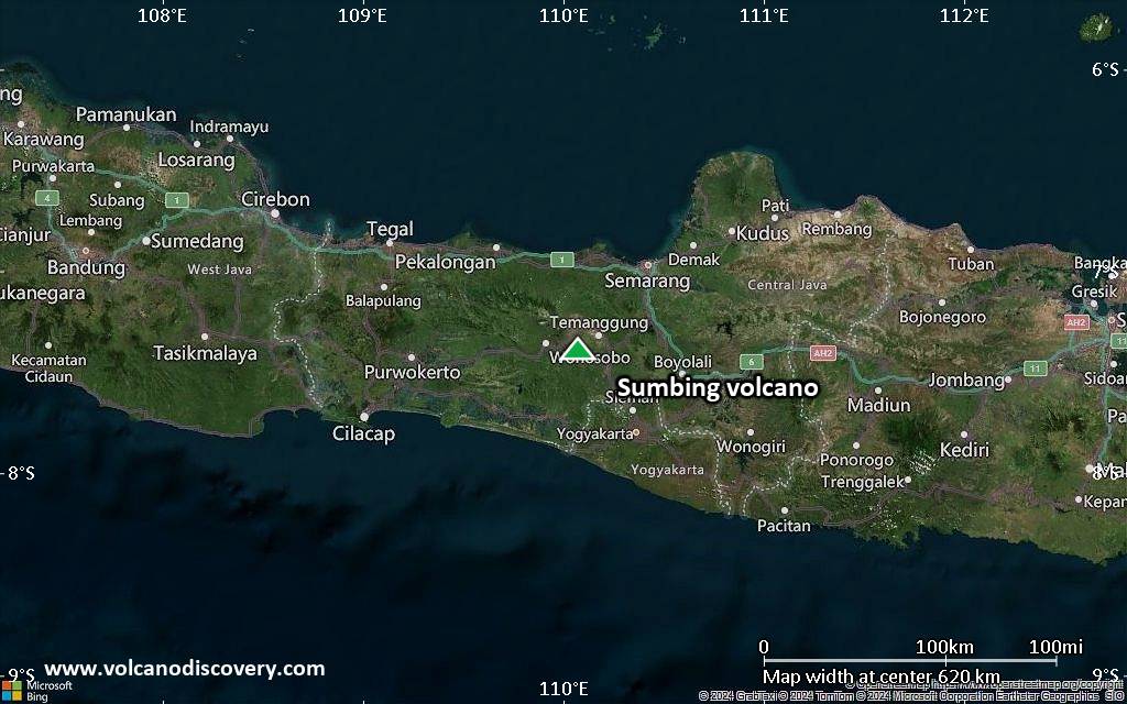 Satellite/aerial-type map of Sumbing volcano (local scale large)