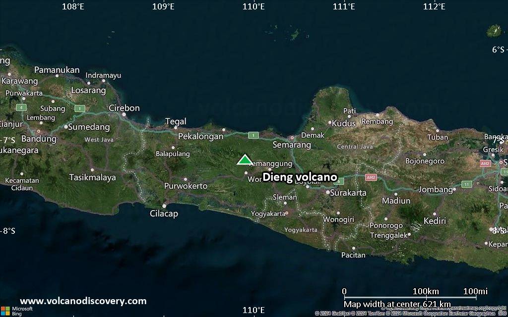 Satellite/aerial-type map of Dieng volcano (local scale large)