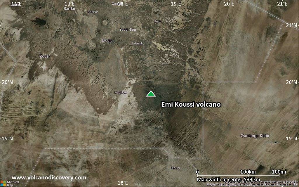 Satellite/aerial-type map of Emi Koussi volcano (local scale large)