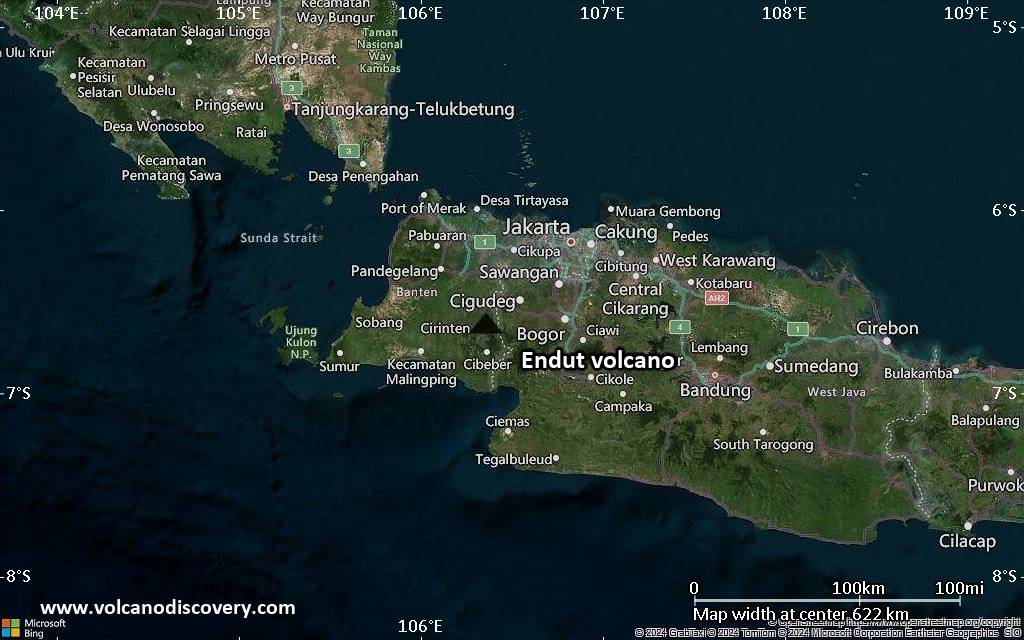 Satellite/aerial-type map of Endut volcano (local scale large)