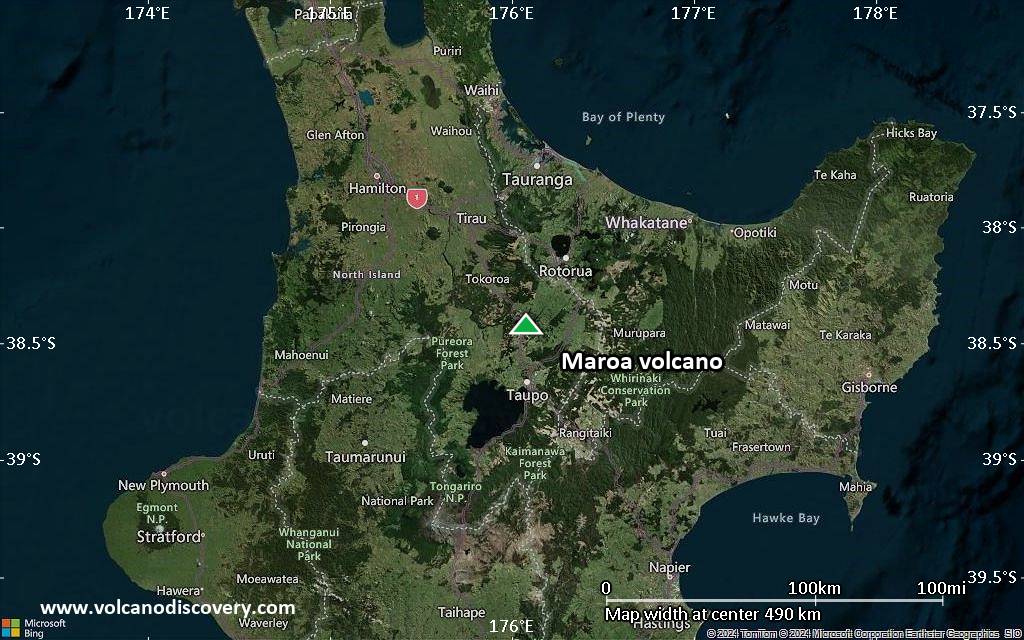 Satellite/aerial-type map of Maroa volcano (local scale large)