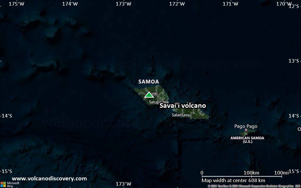 Satellite/aerial-type map of Savai'i volcano (local scale large)