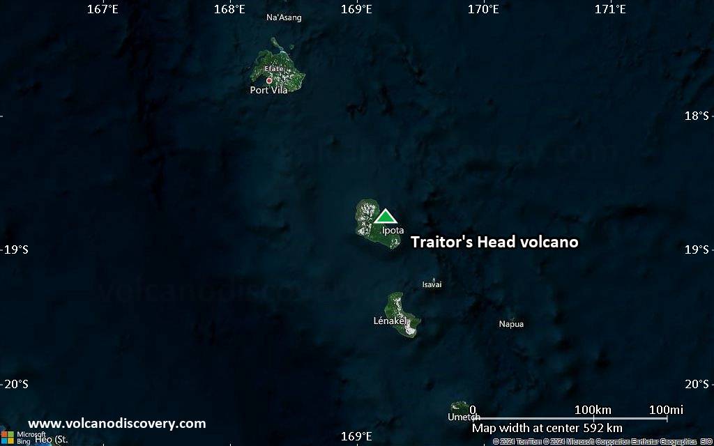 Satellite/aerial-type map of Traitor's Head volcano (local scale large)
