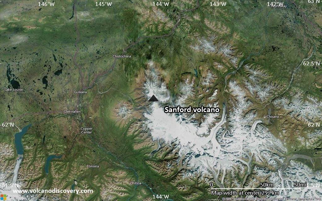 Satellite/aerial-type map of Sanford volcano (local scale large)