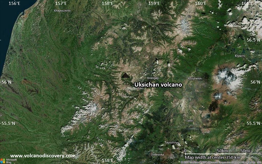Satellite/aerial-type map of Uksichan volcano (local scale large)