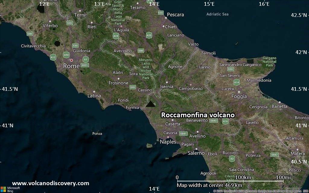 Satellite/aerial-type map of Roccamonfina volcano (local scale large)