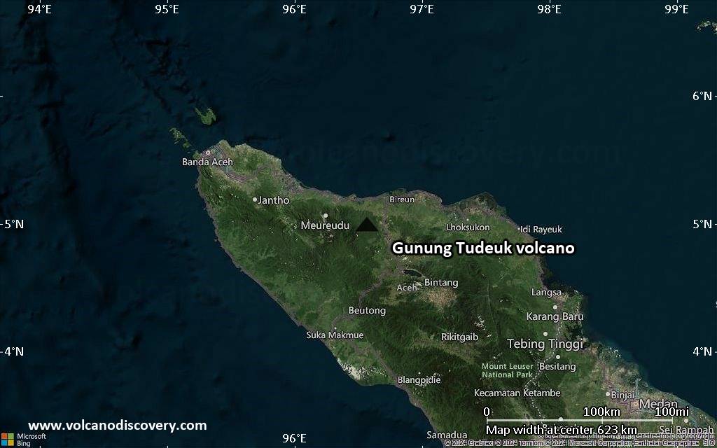 Satellite/aerial-type map of Gunung Tudeuk volcano (local scale large)