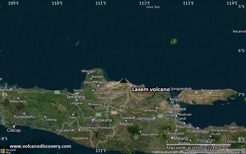 Satellite/aerial-type map of Lasem volcano (local scale large)