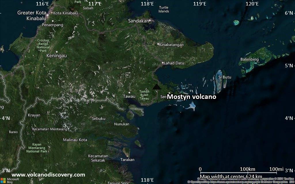 Satellite/aerial-type map of Mostyn volcano (local scale large)