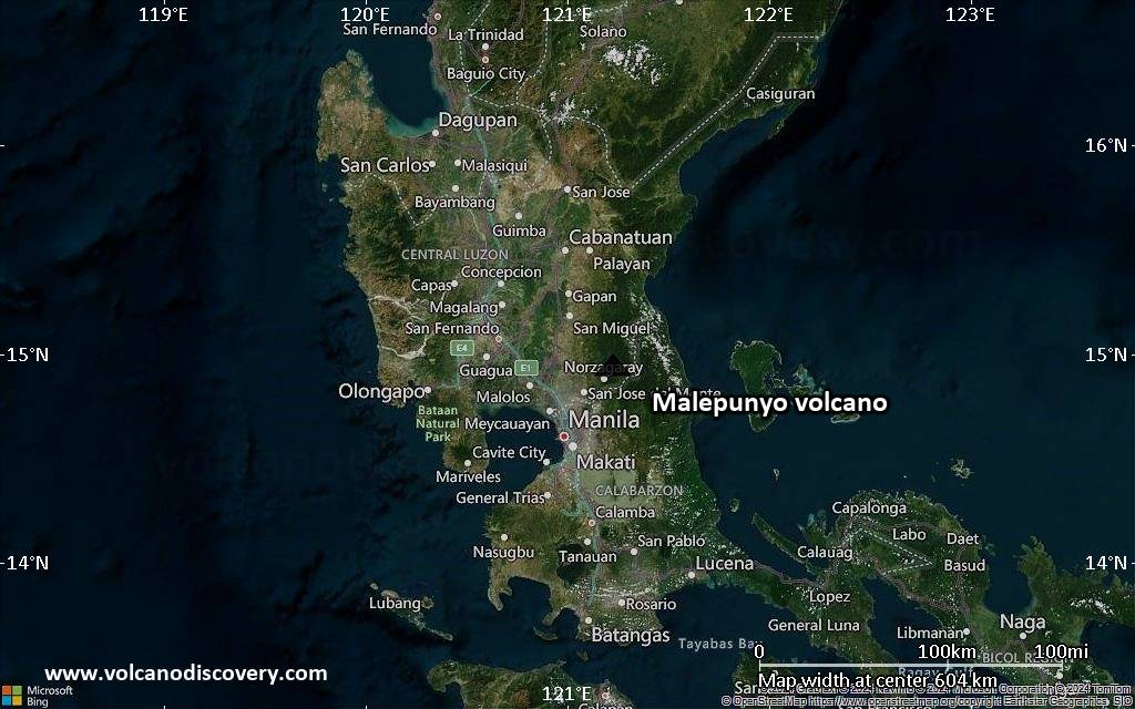 Satellite/aerial-type map of Malepunyo volcano (local scale large)