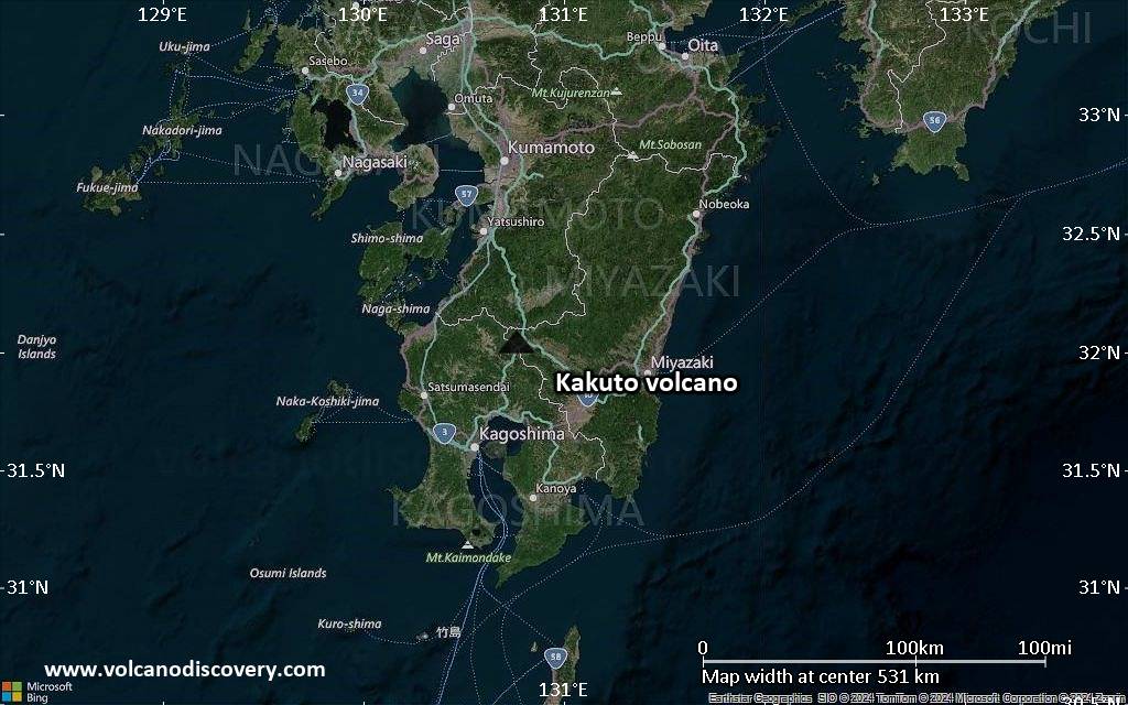 Satellite/aerial-type map of Kakuto volcano (local scale large)