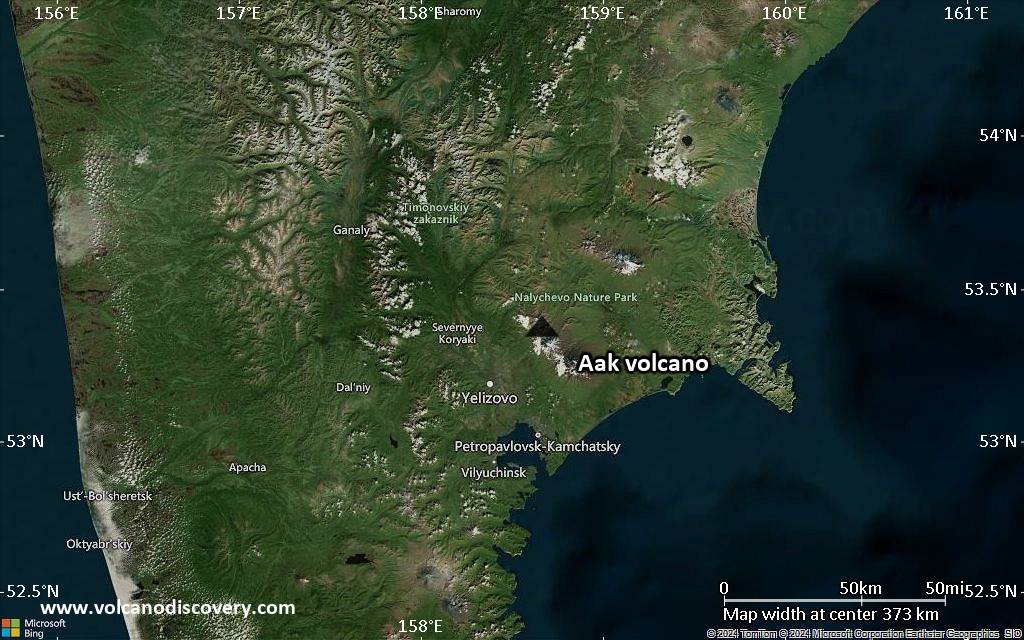 Satellite/aerial-type map of Aak volcano (local scale large)