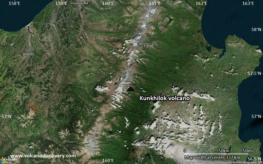 Satellite/aerial-type map of Kunkhilok volcano (local scale large)