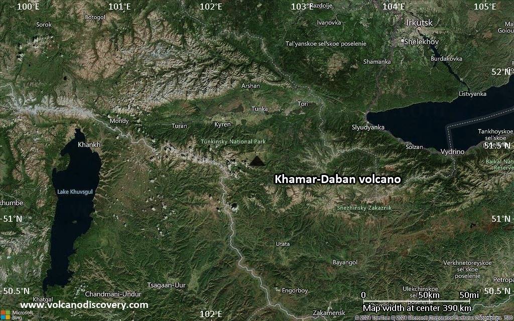 Satellite/aerial-type map of Khamar-Daban volcano (local scale large)
