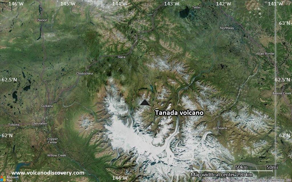 Satellite/aerial-type map of Tanada volcano (local scale large)