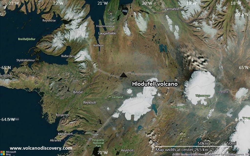 Satellite/aerial-type map of Hlodufell volcano (local scale large)