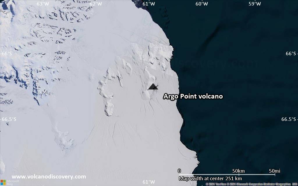 Satellite/aerial-type map of Argo Point volcano (local scale large)