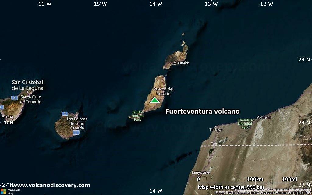 Satellite/aerial-type map of Fuerteventura volcano (local scale large)