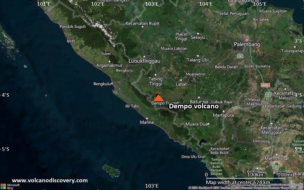 Satellite/aerial-type map of Dempo volcano (local scale large)