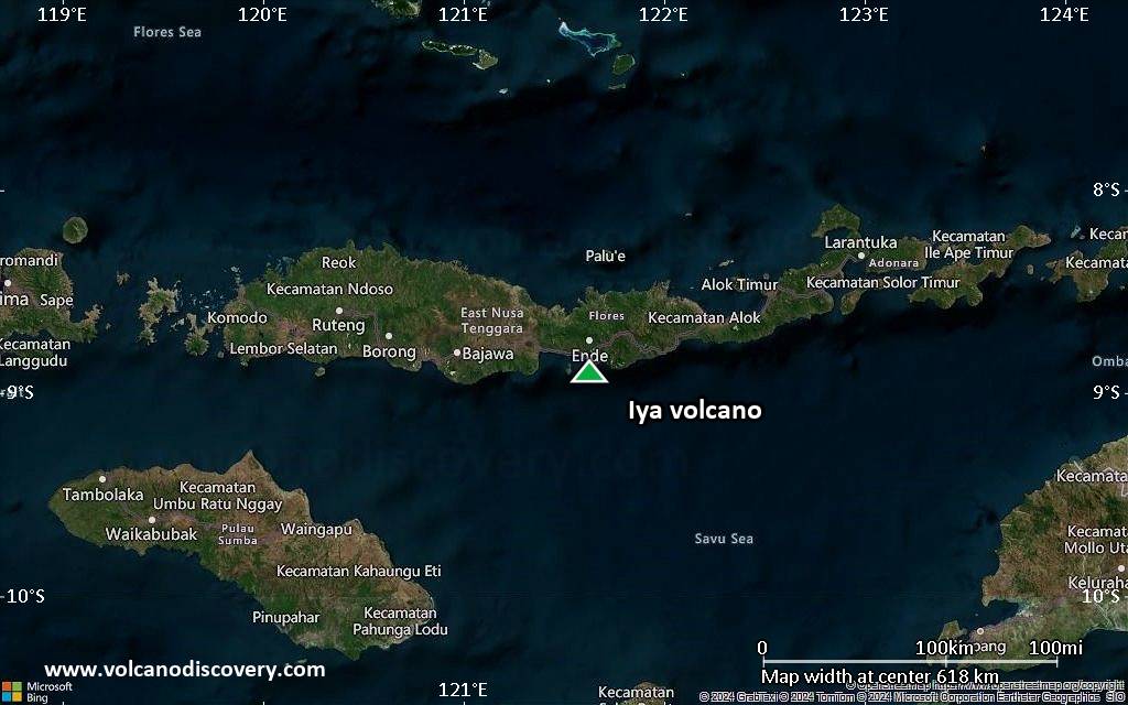 Satellite/aerial-type map of Iya volcano (local scale large)