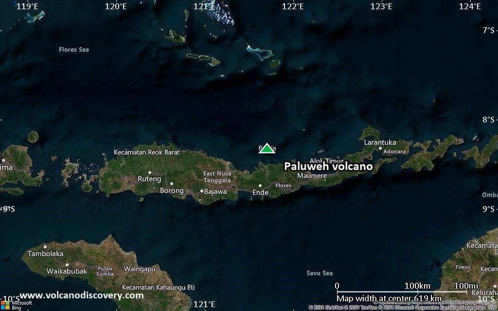 Satellite/aerial-type map of Paluweh volcano (local scale large)