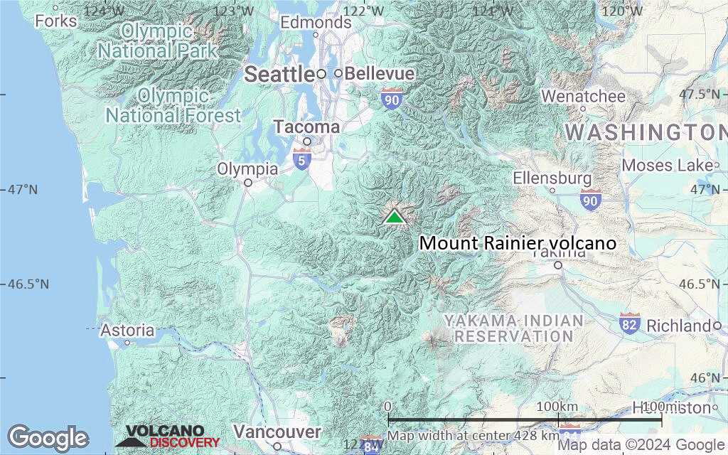 Terrain-type map of Mount Rainier volcano (local scale large)
