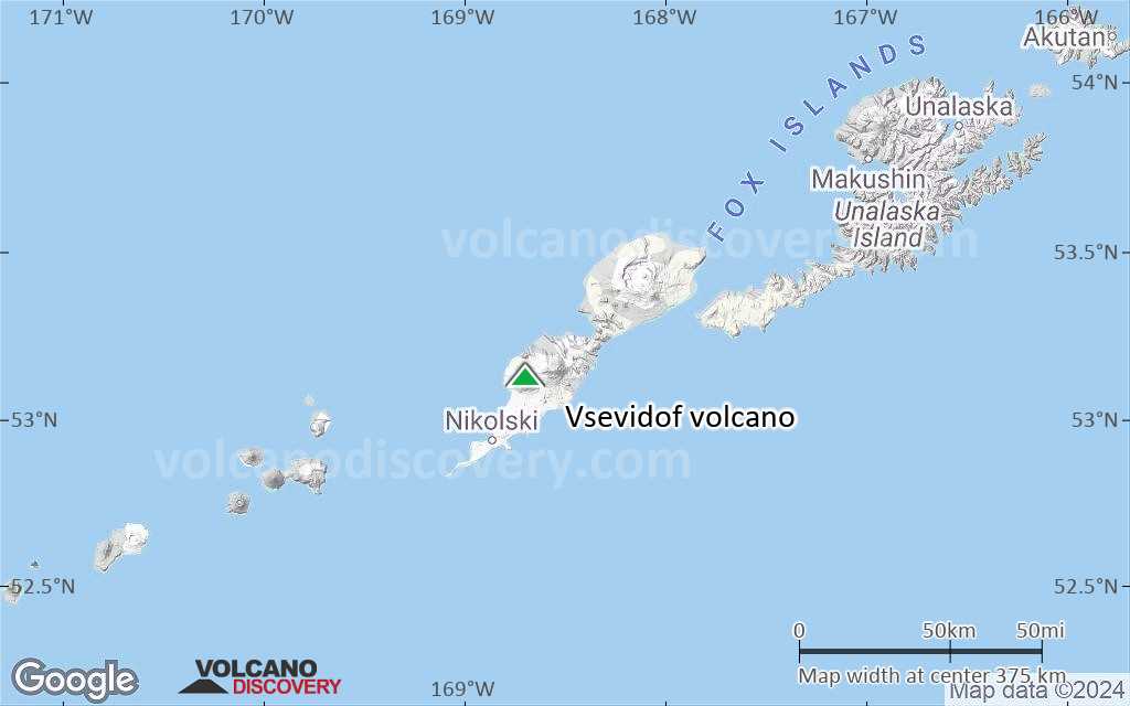 Terrain-type map of Vsevidof volcano (local scale large)