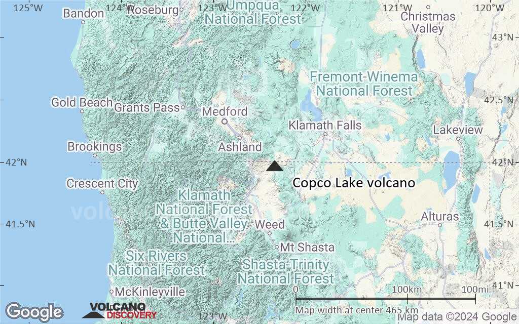Terrain-type map of Copco Lake volcano (local scale large)