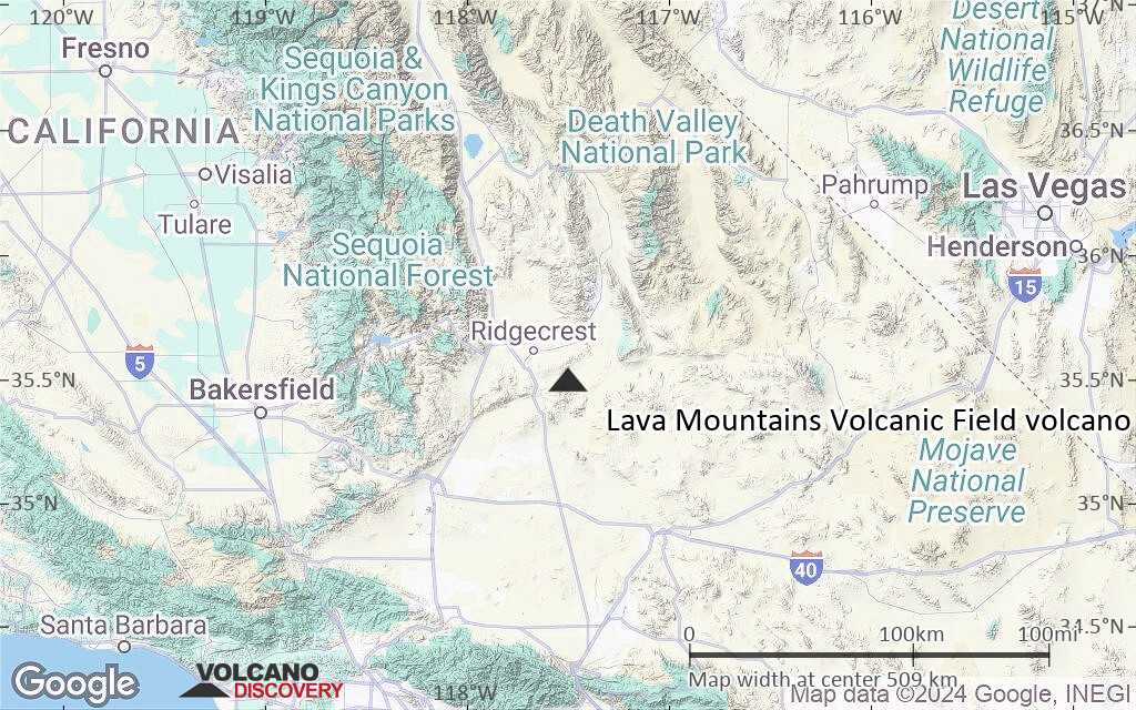 Terrain-type map of Lava Mountains Volcanic Field volcano (local scale large)