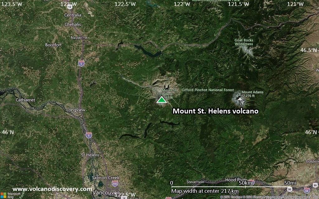 Map of Mount St. Helens volcano