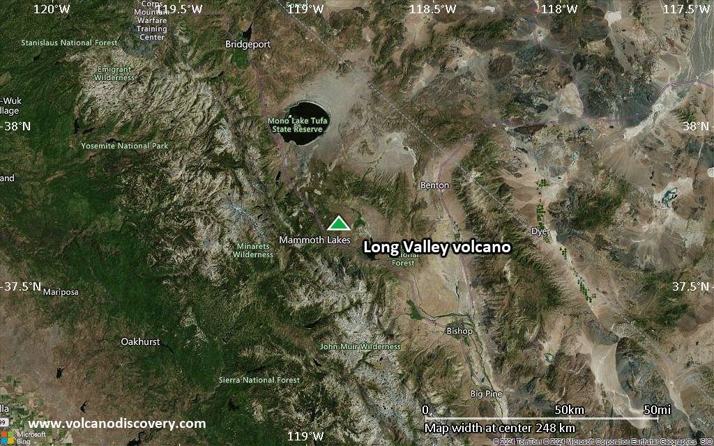 Satellite/aerial-type map of Long Valley volcano (local scale medium)