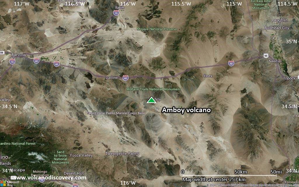 Satellite/aerial-type map of Amboy volcano (local scale medium)