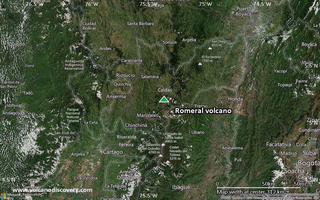 Map of Romeral volcano