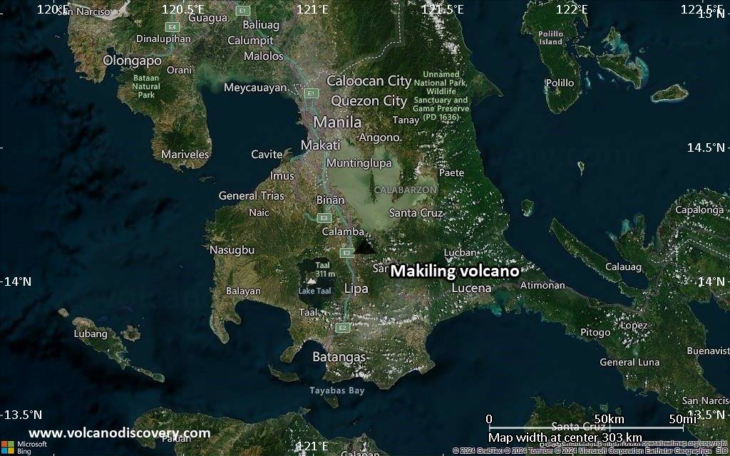 Satellite/aerial-type map of Makiling volcano (local scale medium)