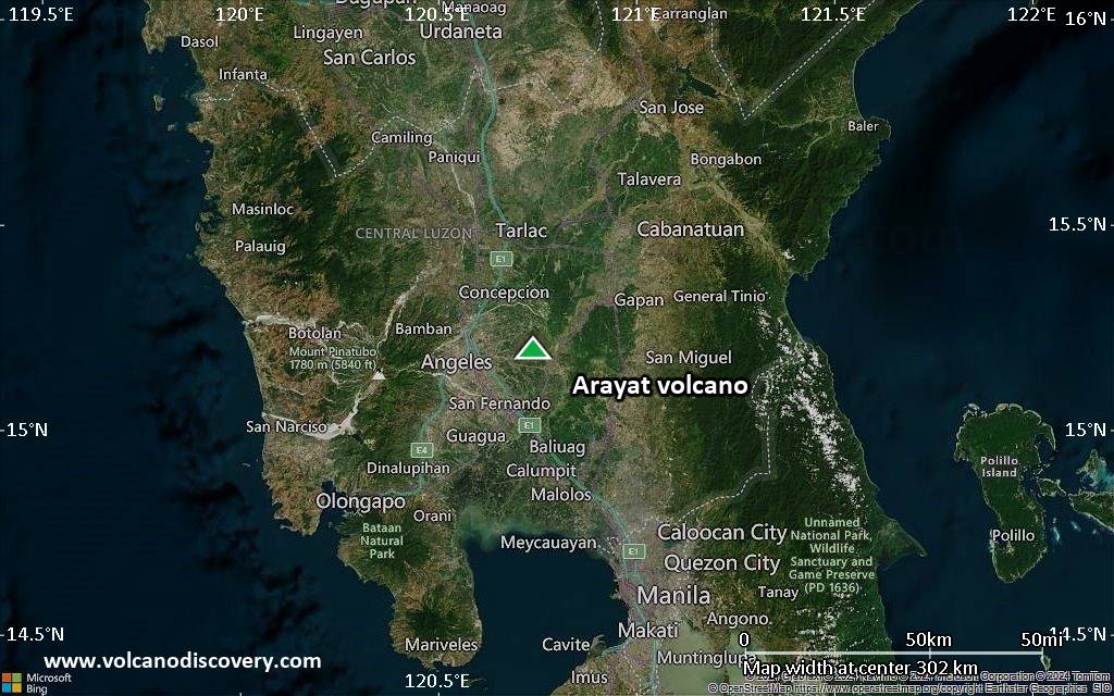 Map of Arayat volcano