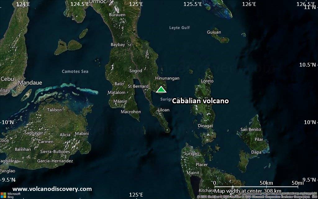 Satellite/aerial-type map of Cabalian volcano (local scale medium)