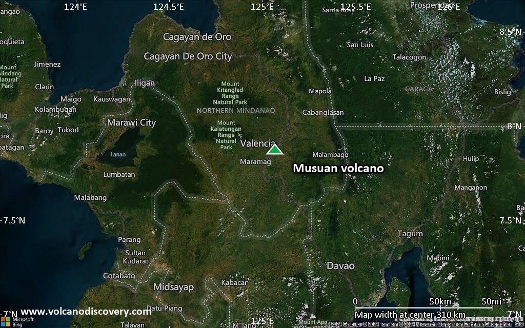 Satellite/aerial-type map of Musuan volcano (local scale medium)