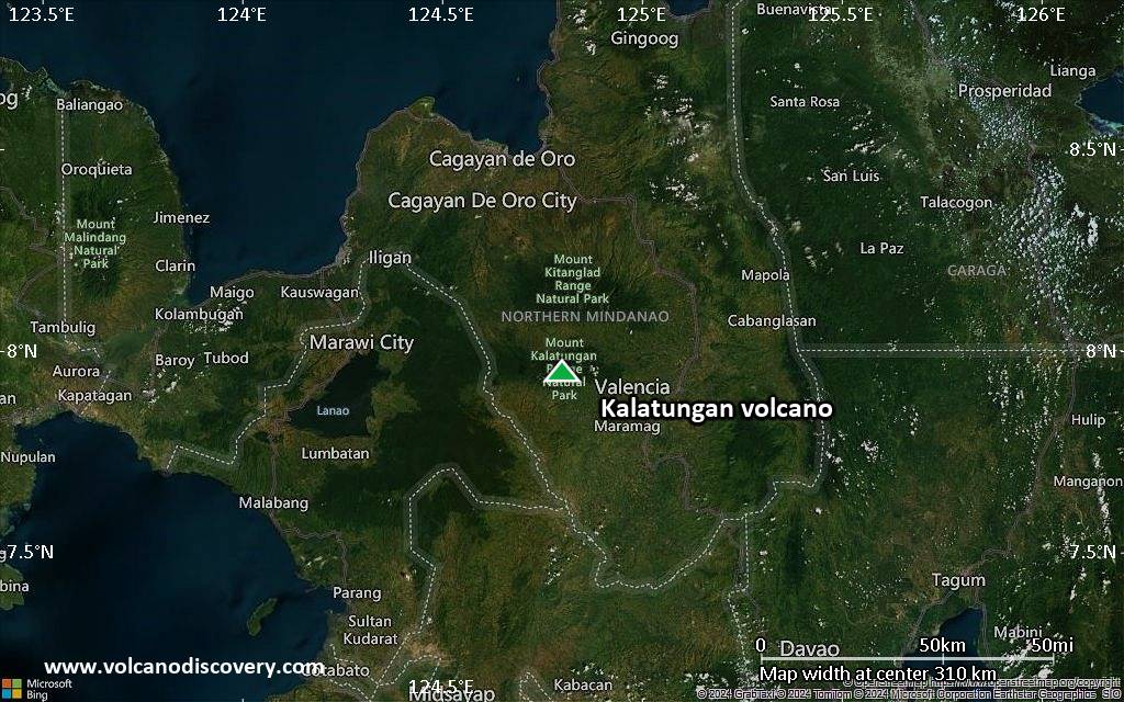 Satellite/aerial-type map of Kalatungan volcano (local scale medium)