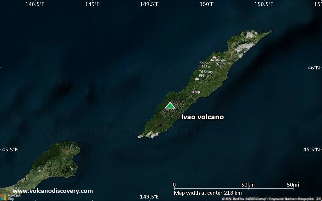 Satellite/aerial-type map of Ivao volcano (local scale medium)