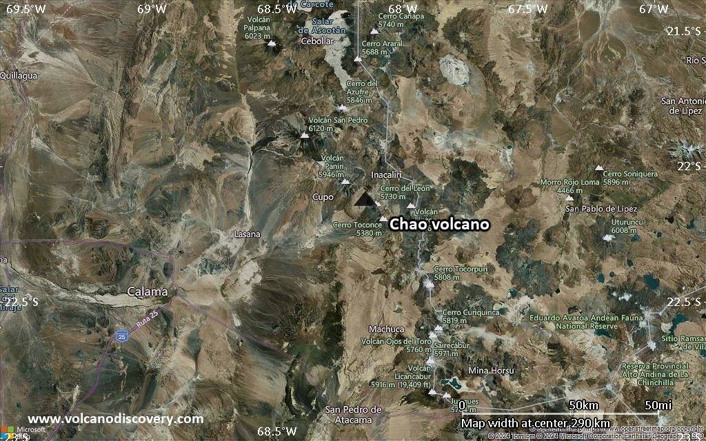 Satellite/aerial-type map of Chao volcano (local scale medium)