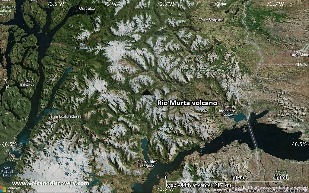 Satellite/aerial-type map of Rio Murta volcano (local scale medium)