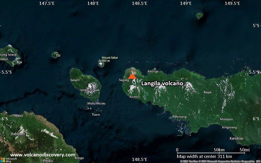 Map of Langila volcano