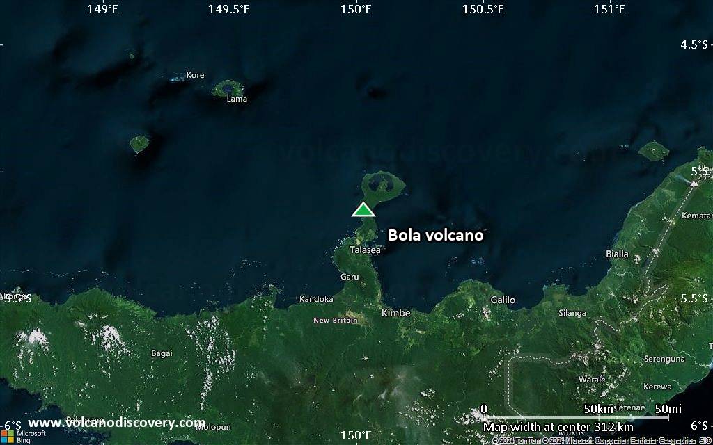Satellite/aerial-type map of Bola volcano (local scale medium)