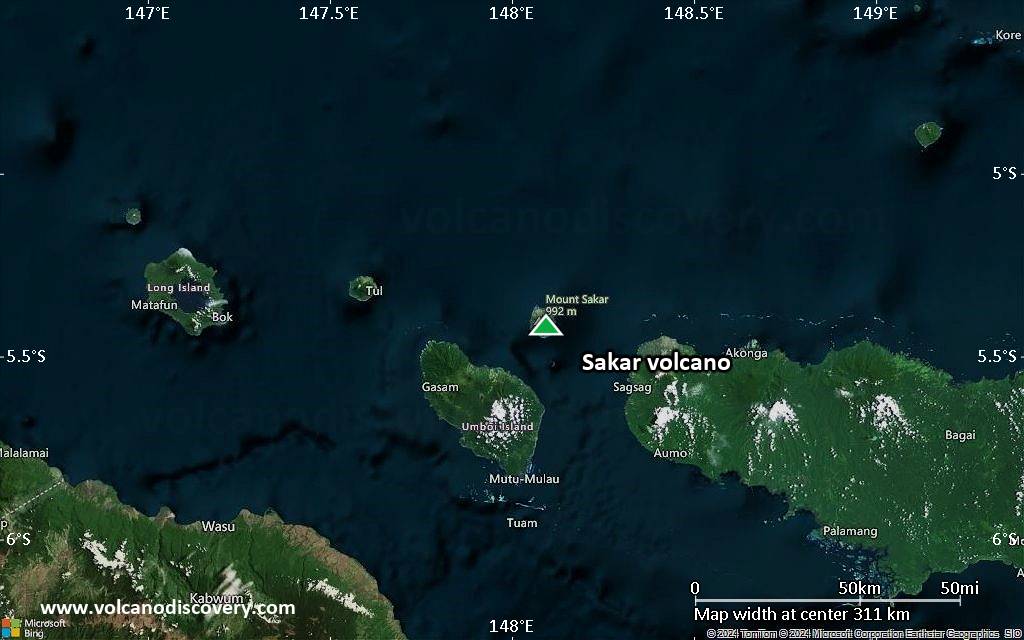 Satellite/aerial-type map of Sakar volcano (local scale medium)